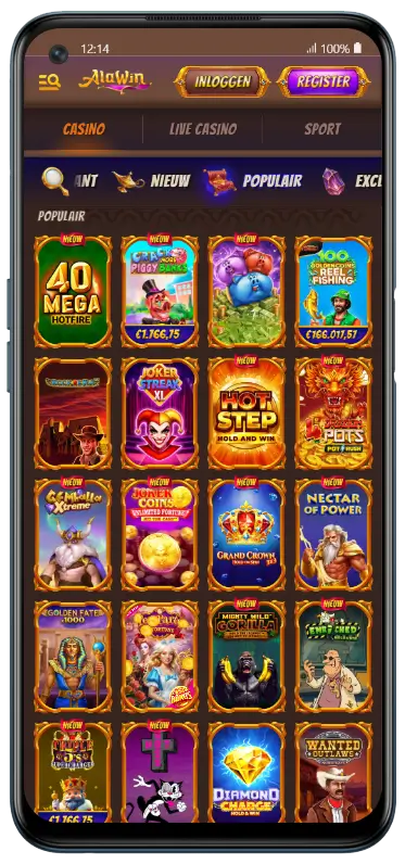 Populaire spellen in de app Alawin populaire gokkasten overzicht